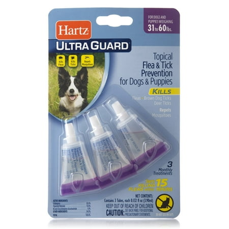 Hartz UltraGuard Flea and Tick Prevention for Large Dogs, 3 Monthly Treatments