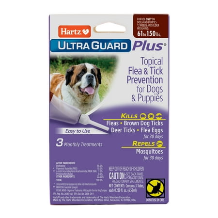 Hartz UltraGuard Plus Flea And Tick Drops For Extra Large Dogs, 3 Monthly Treatments