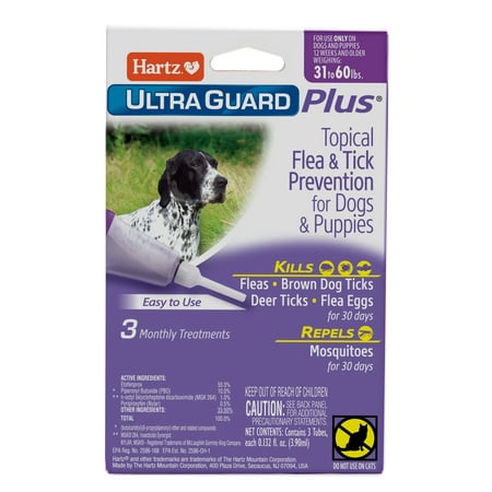 Hartz UltraGuard Plus Flea And Tick Drops For Large Dogs, 3 Monthly Treatments