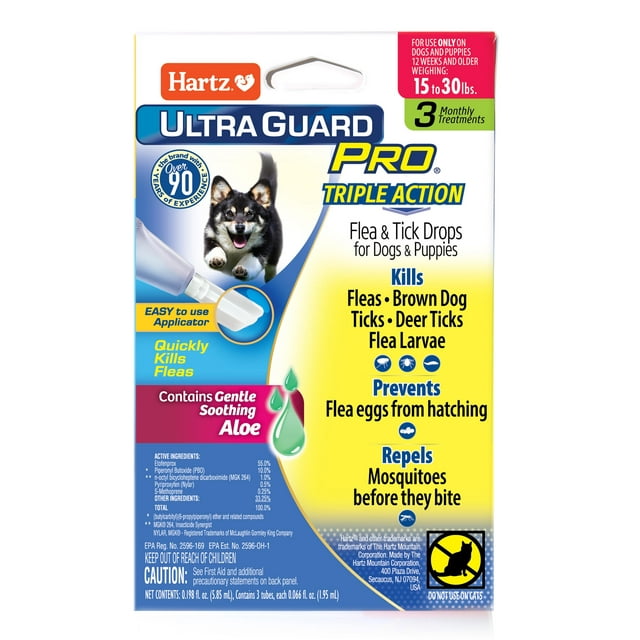 Hartz UltraGuard Pro Flea And Tick Drops For Medium Dogs, 1630lbs, 3 Monthly Treatments