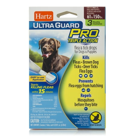 Hartz UltraGuard Pro Flea & Tick Prevention Drops For Extra-Large Dogs Above 61 Lbs, 3 Monthly Treatments