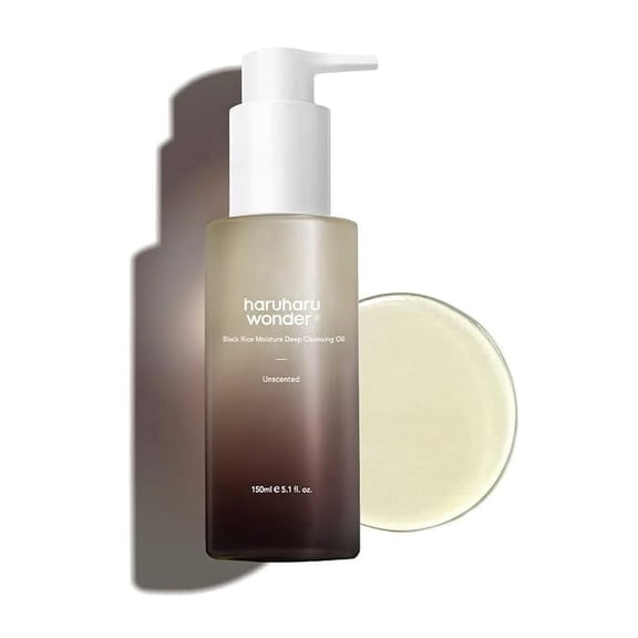 Haruharu Wonder Black Rice Moisture Deep Cleansing Oil 5.1 fl.oz / 150ml | Korean Facial Cleanser, Makeup Remover | Vegan, Cruelty Free | Jojoba Seed Oil, Macadamia Seed Oil