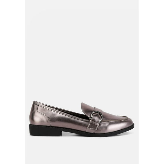 Haruka Metallic Faux Leather Loafers