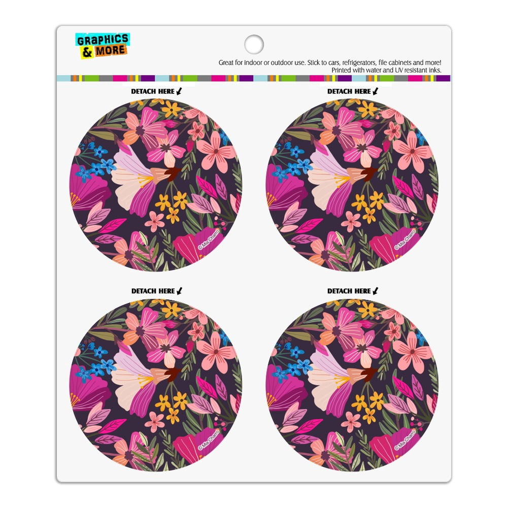Haruna Floral Pattern Refrigerator Fridge Locker Vinyl Circle Magnet ...
