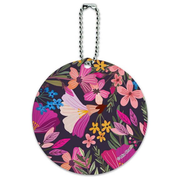 Haruna Floral Pattern Round Luggage ID Tag Card Suitcase Carry-On