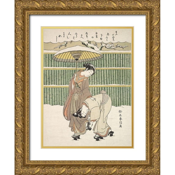 Harunobu, Suzuki 25x32 Gold Ornate Wood Framed with Double Matting Museum Art Print Titled - Untitled