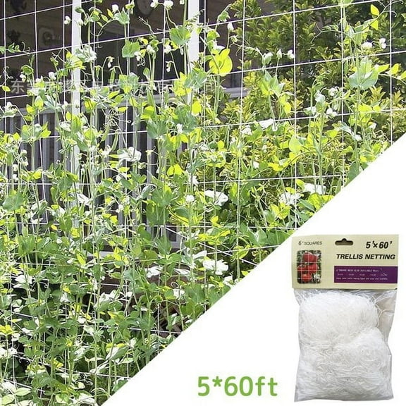 Harupink 1/2pcs Plant Trellis Netting, Polyester Plant Climbing Net, Garden Trellis Netting with Square Mesh Plant Support Mesh for Climbing Plants 5*60ft
