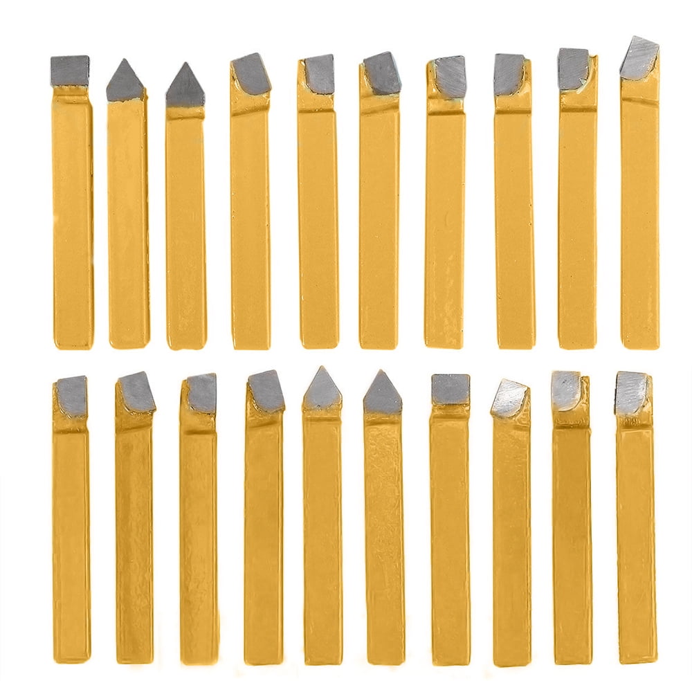 Steel Cutter Bit Harupink 20 Pcs 1/4'' Carbide Tip Tipped Lathe Metal Cutter Bit Cutting ...