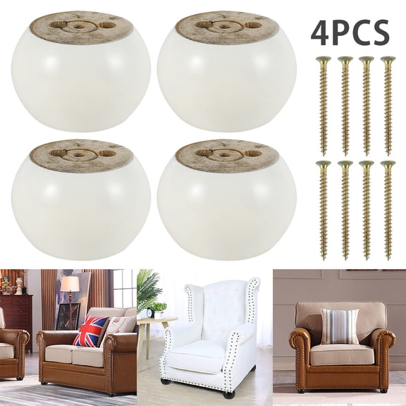 Harupink 4 x Wooden Sofa Legs Replacement Foot Stool Rrmchair Bun Feet Turn Bed Cabinet