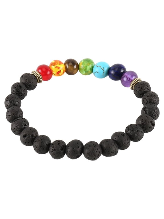 7 Chakra Bracelet Crystal Stone Lava Healing Balance Beads Reiki Buddha Anxiety