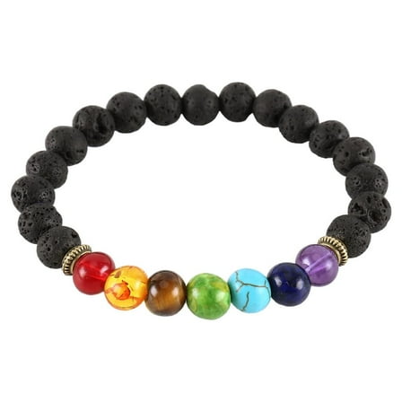 Harupink 7 Chakra Bracelet Crystal Stone Lava Healing Balance Beads Reiki Buddha Anxiety
