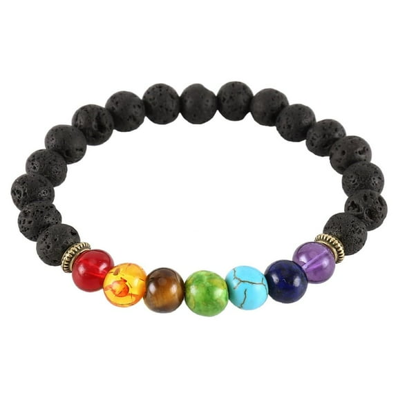 Harupink 7 Chakra Bracelet Crystal Stone Lava Healing Balance Beads Reiki Buddha Anxiety