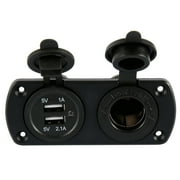 Harupink Cigarette Lighter Socket Splitter Dual USB Charger Power Adapter Outlet