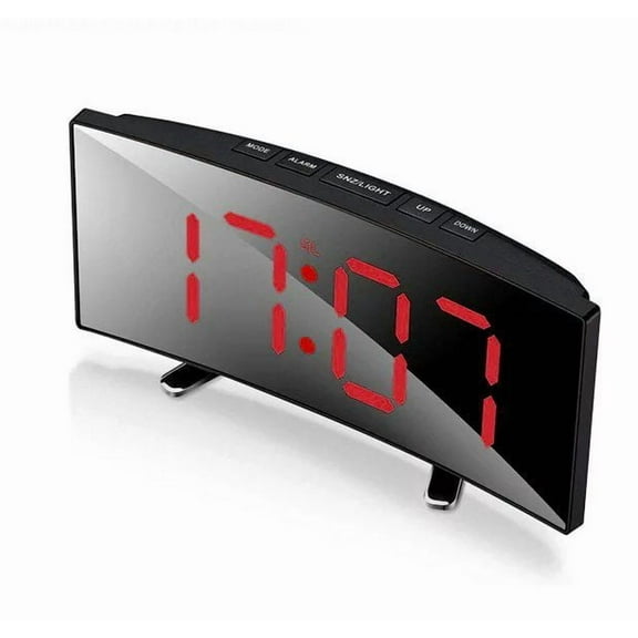 Harupink Digital Alarm Clock Curved LED Electronic Digital Desktop Clock Bedroom Table Clock