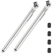 Harupink Pencil Tire Pressure Gauge (2-Pack) 10-50 PSI / kPA | Heavy-Duty Chrome Metal Head and Stainless Steel Body for Cars, Trucks, RVs and Bicycles, Includes 4 Black Stem Caps
