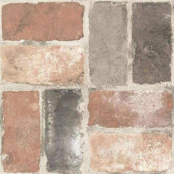 Harvard Brick Peel & Stick Floor Tiles, Red