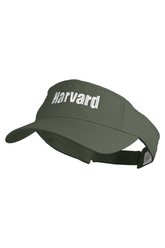 Harvard Embroidered Pro Style Cotton Twill Washed Visor - Olive OSFM