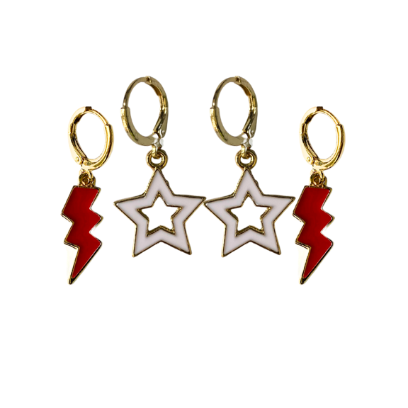 Harvard Spirit Earring Stack For Crimson Game Day red | white