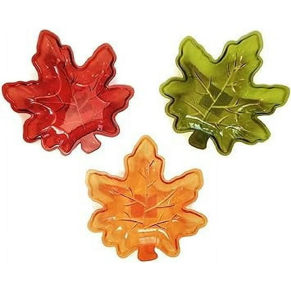 Harvest Autumn Fall Leaves Metallic Plastic Leaf Dishes Plastic Serving Trays 3 Count