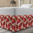 thumbnail image 1 of Harvest Bed Skirt, Exotic Tropical Pattern Complete and Peeled Pomegranates Image with Leaves, Elastic Bedskirt Dust Ruffle Wrap Around for Bedding Decor, 4 Sizes, White and Vermilion, by Ambesonne, 1 of 2