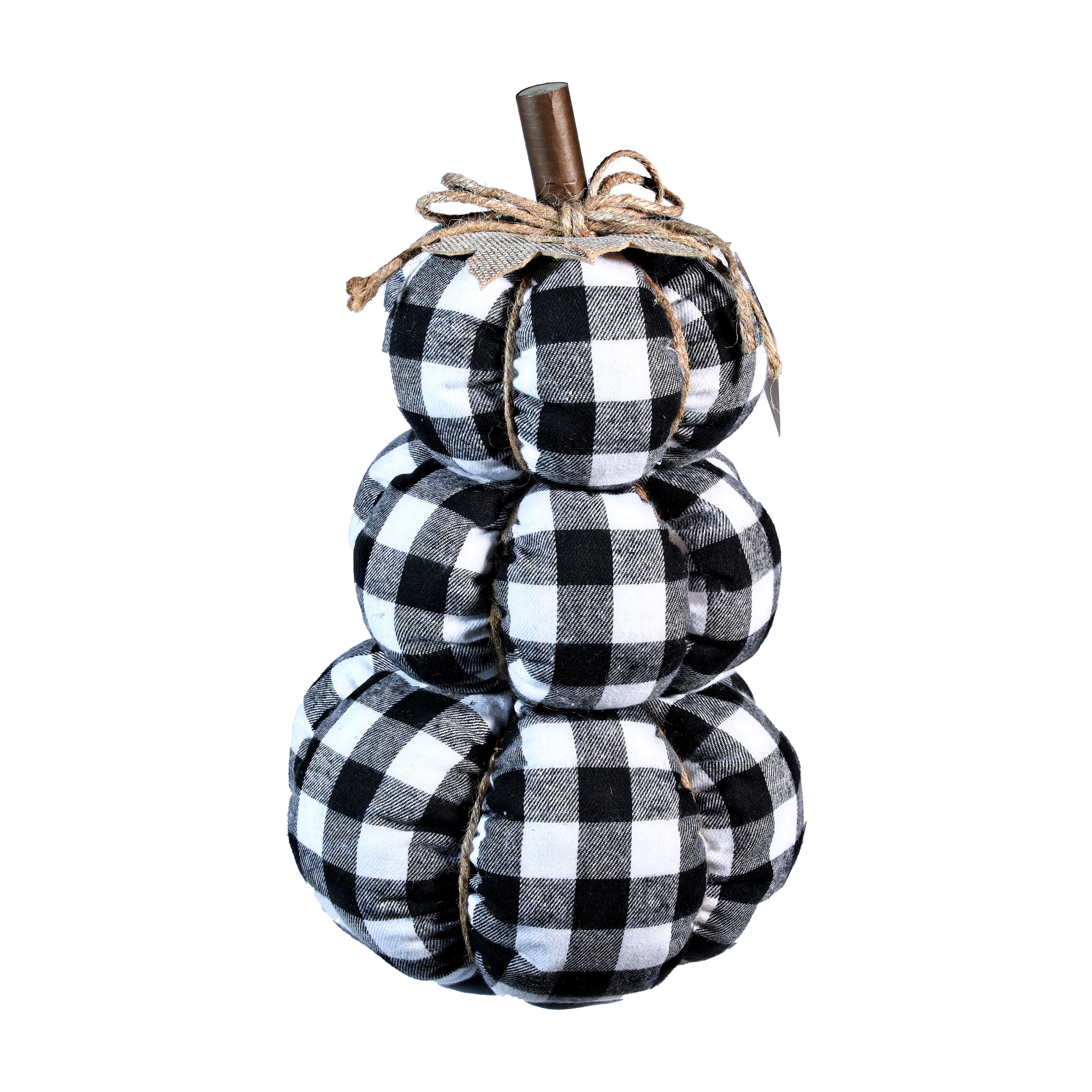 Harvest Black & White Plaid Fabric Stacked Pumpkin Decor by Way To Celebrate