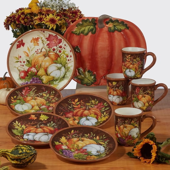 Harvest Blessings 6" Luncheon/Canape Plate, Multicolor, Small, Set of 4 (Pack of 2)