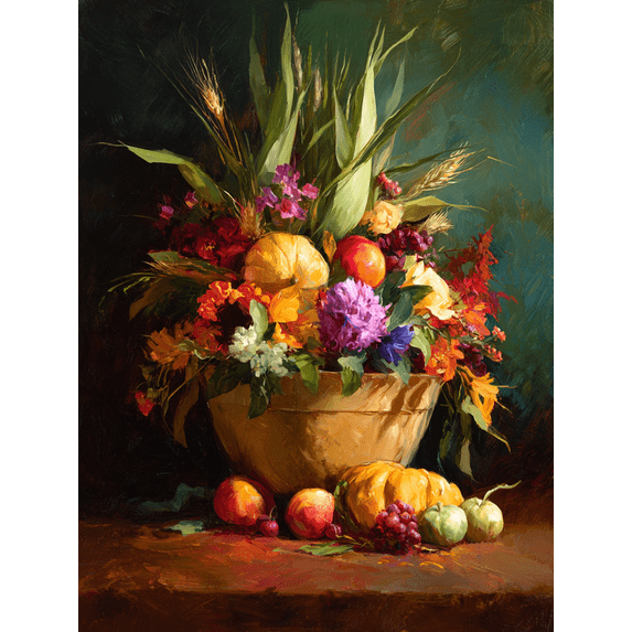 Harvest Bounty Still Life Canvas Print, Perfect for Farmhouse, Kitchen, Dining Room, Living Room, Foyer, Sunroom