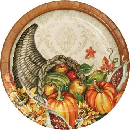 Harvest Cornucopia 9-inch Paper Plates 8 Per Pack