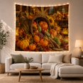 thumbnail image 1 of Harvest Cornucopia With Pumpkins and Fruit, Cozy Rustic Style for Farmhouse Decor Lovers, Wall Decor, Thanksgiving Gift, Tapestry Wall Hanging for Dining Room and Living Room, 1 of 7