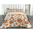thumbnail image 1 of Harvest Coverlet, Halloween Inspired Pattern Vivid Cartoon Style Plump Pumpkins Vegetable, 3 Piece Decorative Quilted Bedspread Set with 2 Pillow Shams, Queen Size, Orange Green, by Ambesonne, 1 of 4