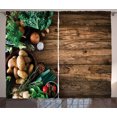thumbnail image 1 of Ambesonne Harvest Curtains 2 Panel Set, Wooden Table Vegetable, 108" x 84", Brown and Green, 1 of 3