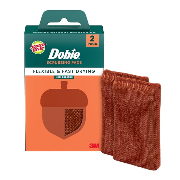 Harvest Dobie Scrubbing Pads, Non-Scratch Kitchen Sponge for Cleaning Dishes, Appliances, and Bathrooms, Copper Acorn Dish Sponge That Dries Fast, 2-Pack