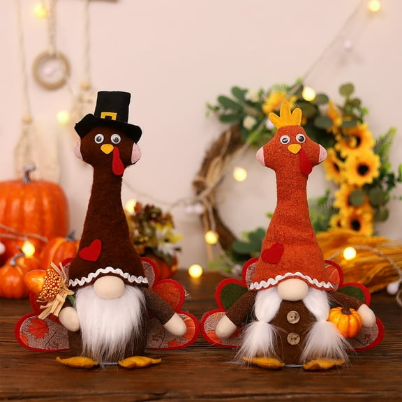 Harvest Festival Faceless Doll Thanksgiving Party Decoration Luminous LED Turkey Doll with Warm Glow Cloth Plush Desktop Decoration Kids Toy