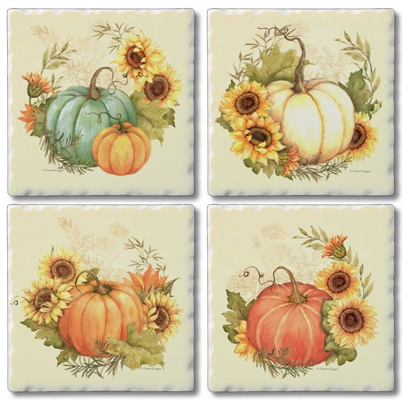 Thirstystone Harvest Field 4-Pack Assorted Tumbled Tile Stone Coasters