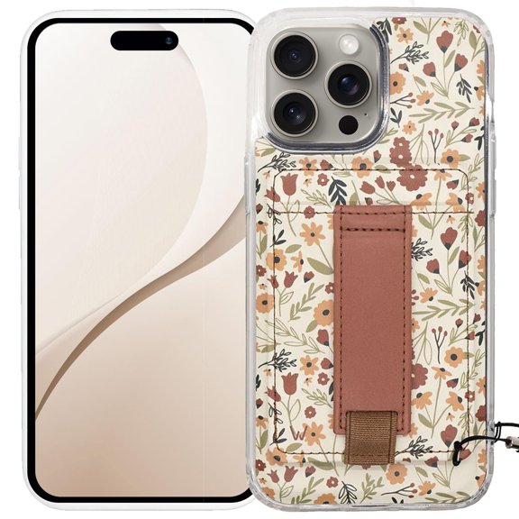 Walli Cases for iPhone 13 Pro Case Aesthetic Magnetic Wallet Phone Case Card Holder, Holds up to 2 Cards - Cute, Trendy Phone Cover for Women fits iPhone 13 Pro, with Kickstand & Finger Strap
