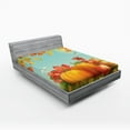 thumbnail image 1 of Harvest Fitted Sheet, Fall Season Yield Thanksgiving Image Fallen Leaves Branches Pumpkins, Decorative Soft Bedding All-round Elastic Pocket, Queen Size, Orange Vermilion Green, by Ambesonne, 1 of 3