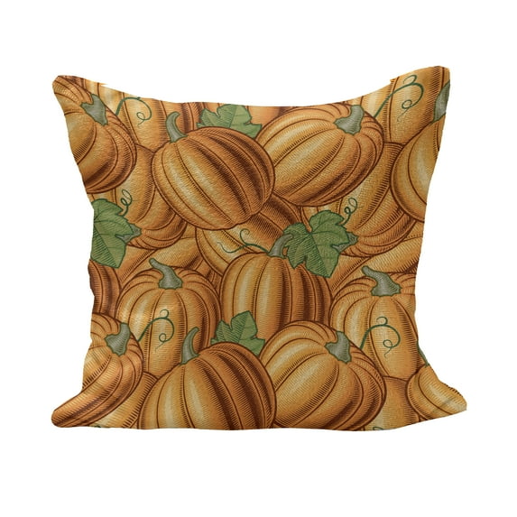 Harvest Fluffy Throw Pillow Cushion Cover, Pumpkins in a Vibrant Colored Pattern Natural Ingredients Vegetarian Organic Food, Decorative Square Pillow Case, 24" x 24", Orange Green, by Ambesonne