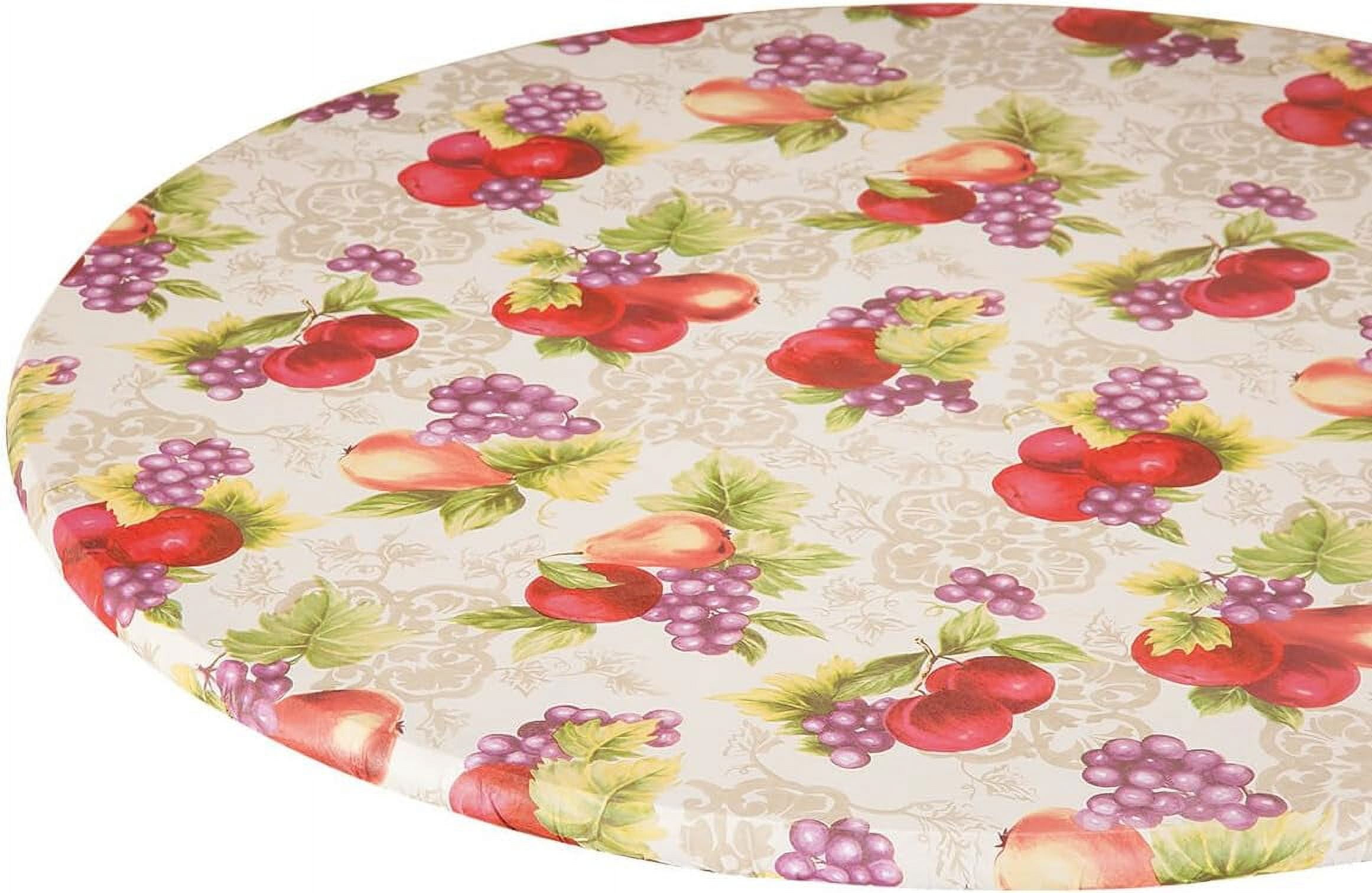 Harvest Fruit Vinyl Table Cover, Elasticized Edges with Soft Backing