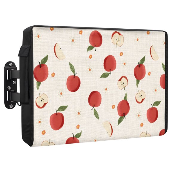 Harvest Fruit Waterproof Outdoor TV Cover, Minimalist Red Apples Linen Textured Outside Weatherproof TV Enclosures for 70 to 75 Inch LCD Television Shield Flat Screen Protectors