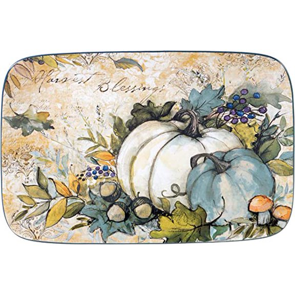 Harvest Gatherings Rectangular Platter, 14"X 10", Multicolor