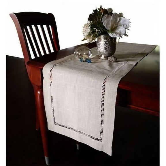 Harvest HD002R Beautiful Hemstitched Table Runner Quality Natural Tablecloth 90 in. Long