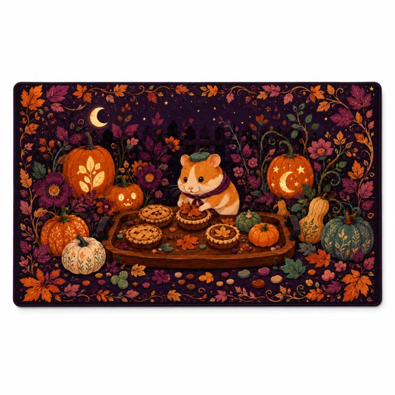 Harvest Hamster Moonless Garden Rectangle Rug for Reading Nook Fall