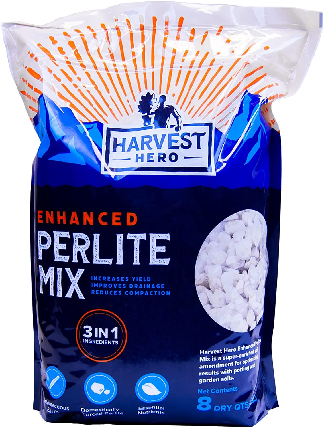 Harvest Hero Enhanced Perlite Soil Mix with Diatomaceous Earth