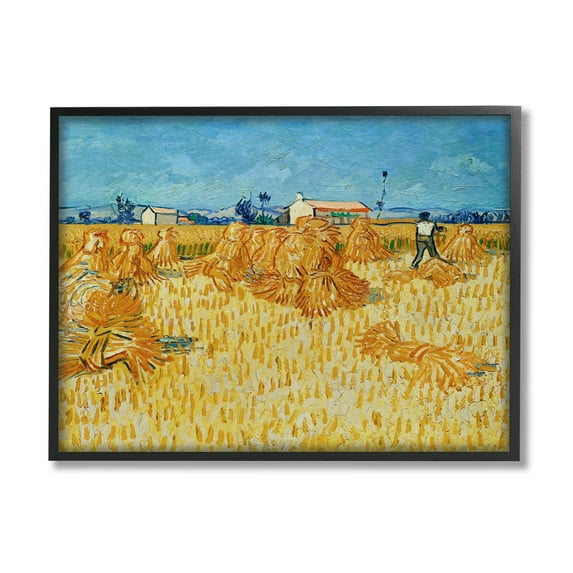 Harvest In The Provence Van Gogh Scenery Landscape Painting Black Framed Art Print Wall Art