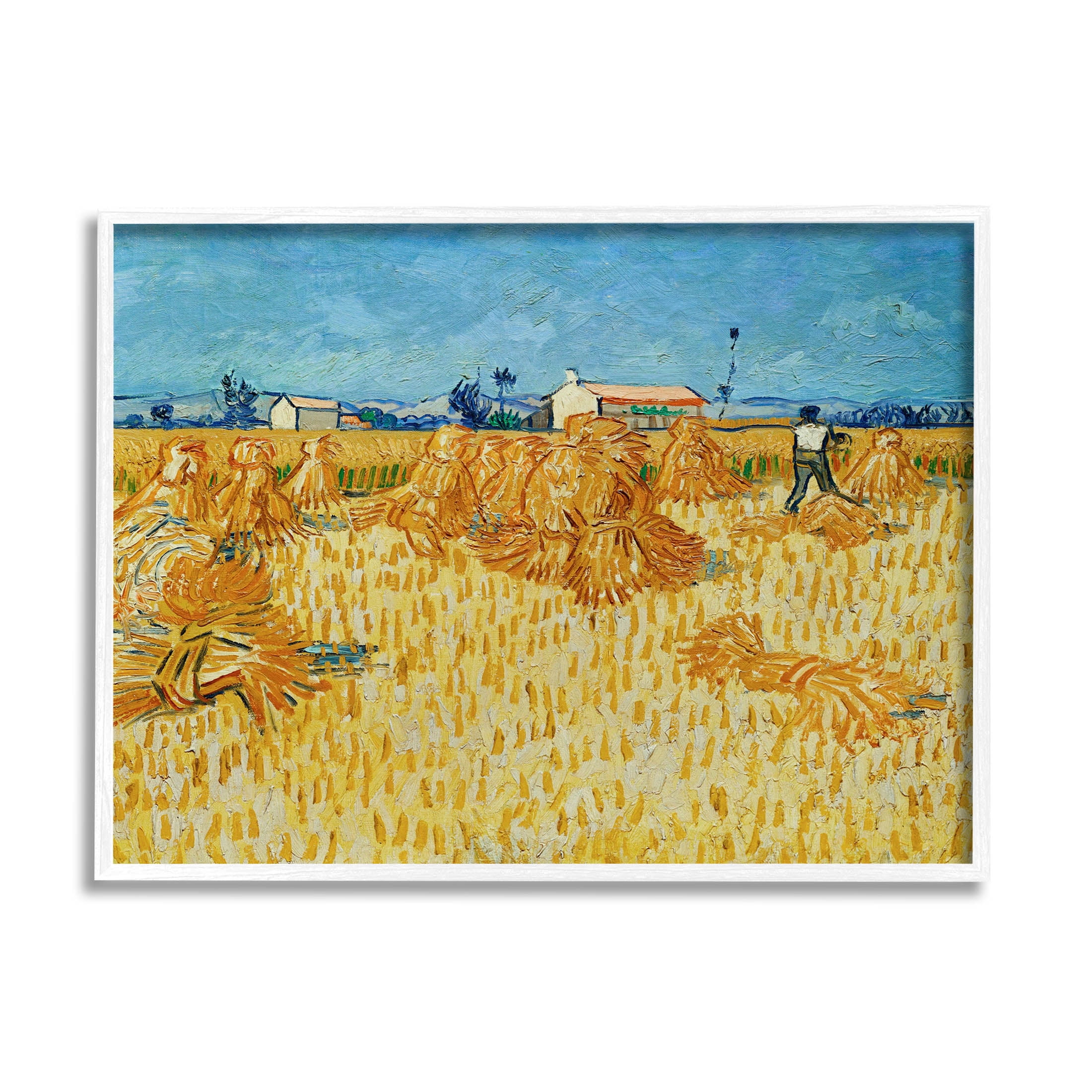Harvest In The Provence Van Gogh Scenery Landscape Painting White Framed Art Print Wall Art