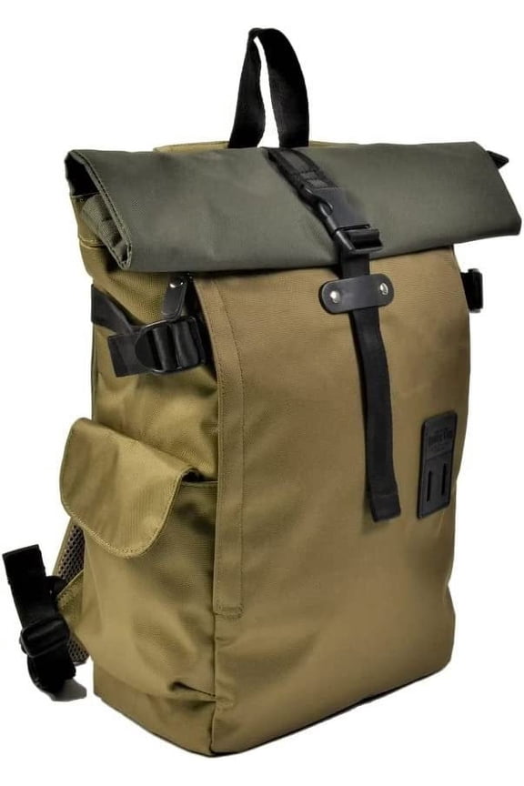 Harvest Label 2-Tone Rolltop Backpack - Desert Olive Casual Sports Everyday Outdoor Dypack