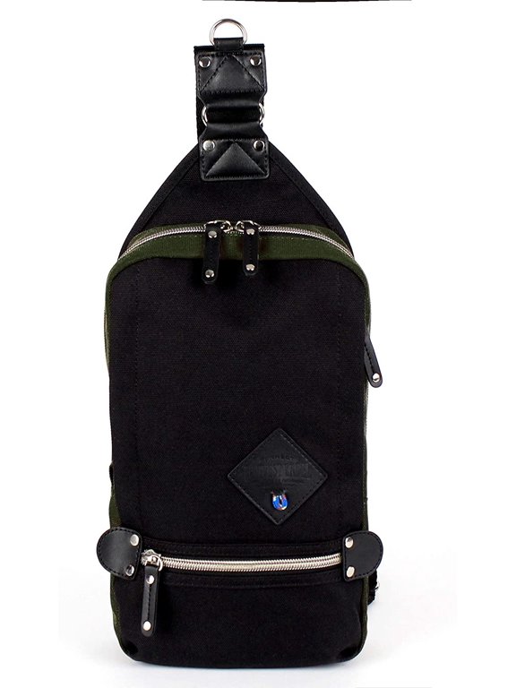 Sling Pack Mono Sling Mens Shoulder Bag Black w/Army Green accents
