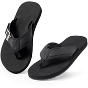Harvest Land Comfortable Flip Flops for Men Arch Support Thong Sandals Non Slip Summer Beach Shoes Black Size 10 Males