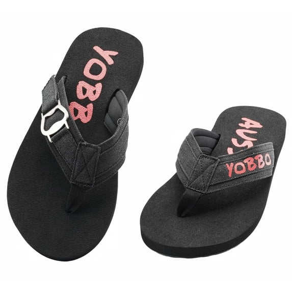 YOBBO Comfortable Flip Flops for Men Non Slip Thong Sandals for Summer Beach Black Size 12 Males