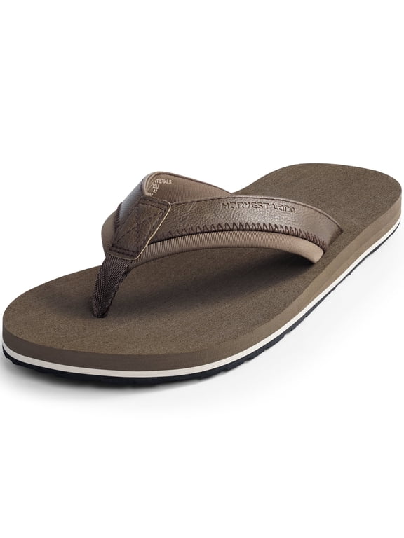 Comfortable Flip Flops for Men Arch Support Thong Sandals Non Slip Summer Beach Shoes Brown Size 9 Males
